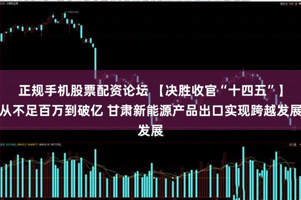 正规手机股票配资论坛 【决胜收官“十四五”】从不足百万到破亿 甘肃新能源产品出口实现跨越发展